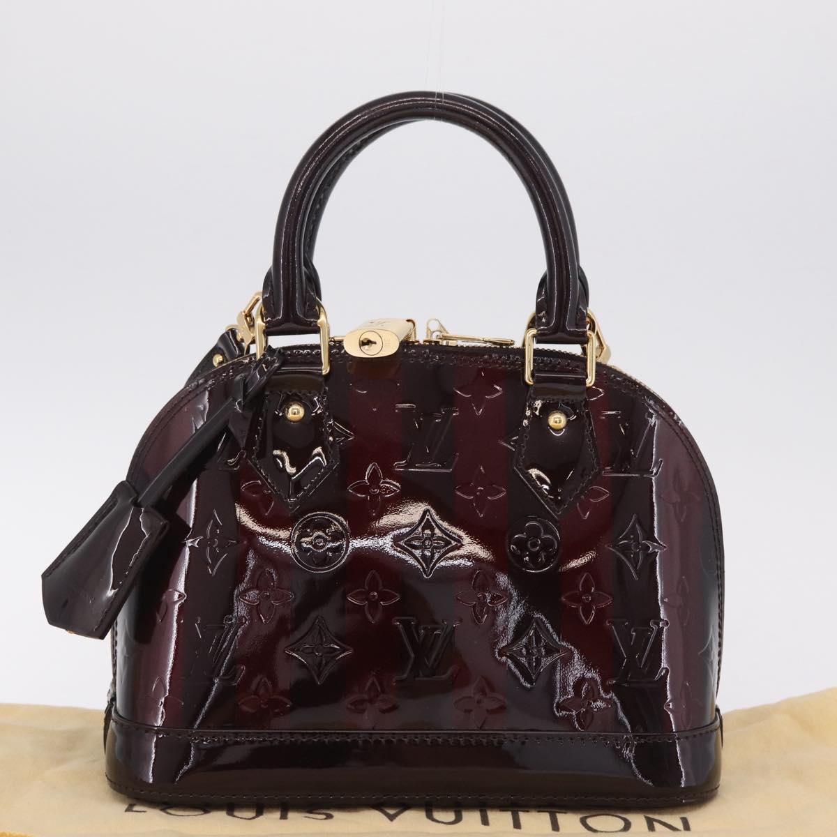 LOUIS VUITTON Monogram Vernis Rayure Alma BB Bag Amarante M91700 LV Auth 212966V