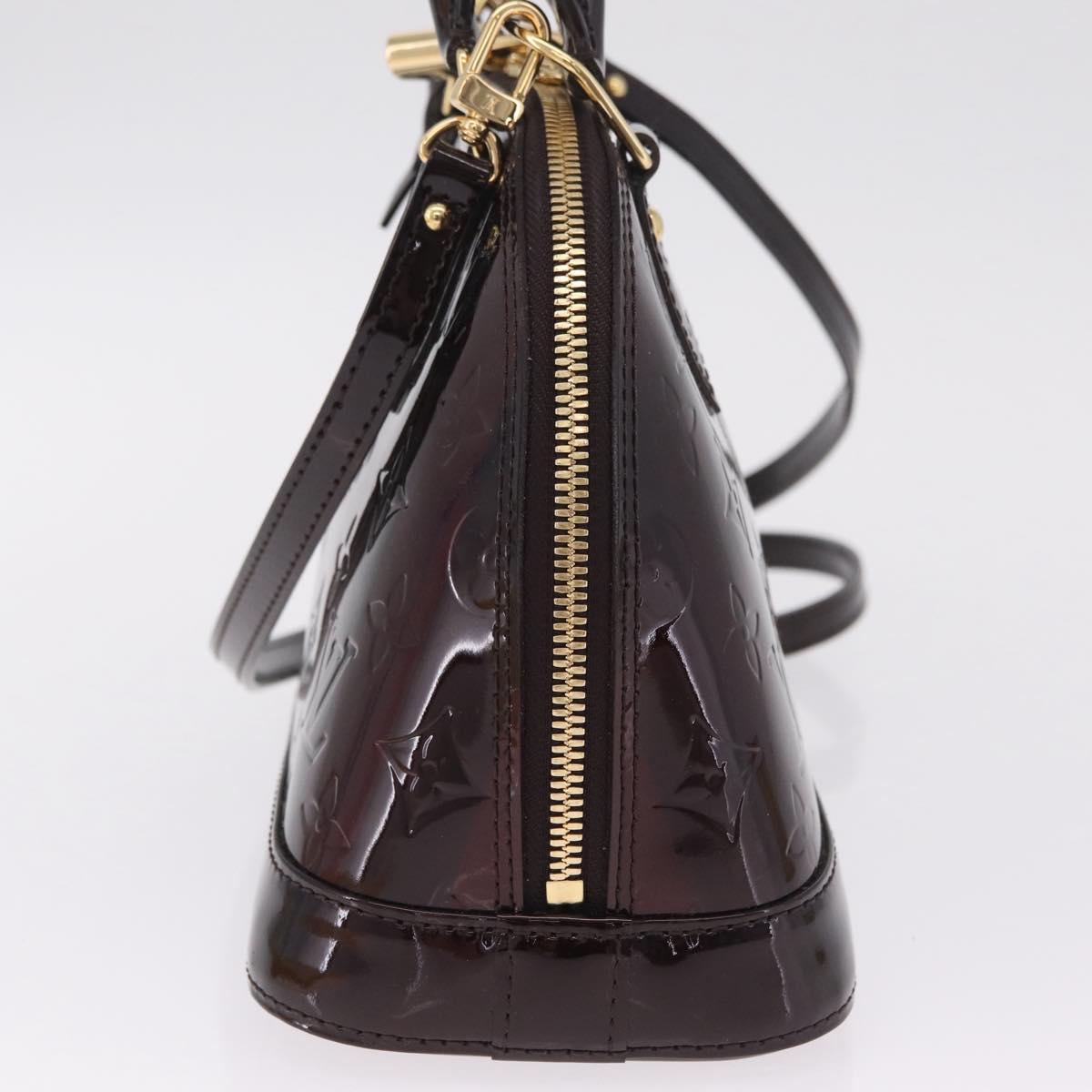 LOUIS VUITTON Monogram Vernis Rayure Alma BB Bag Amarante M91700 LV Auth 212966V