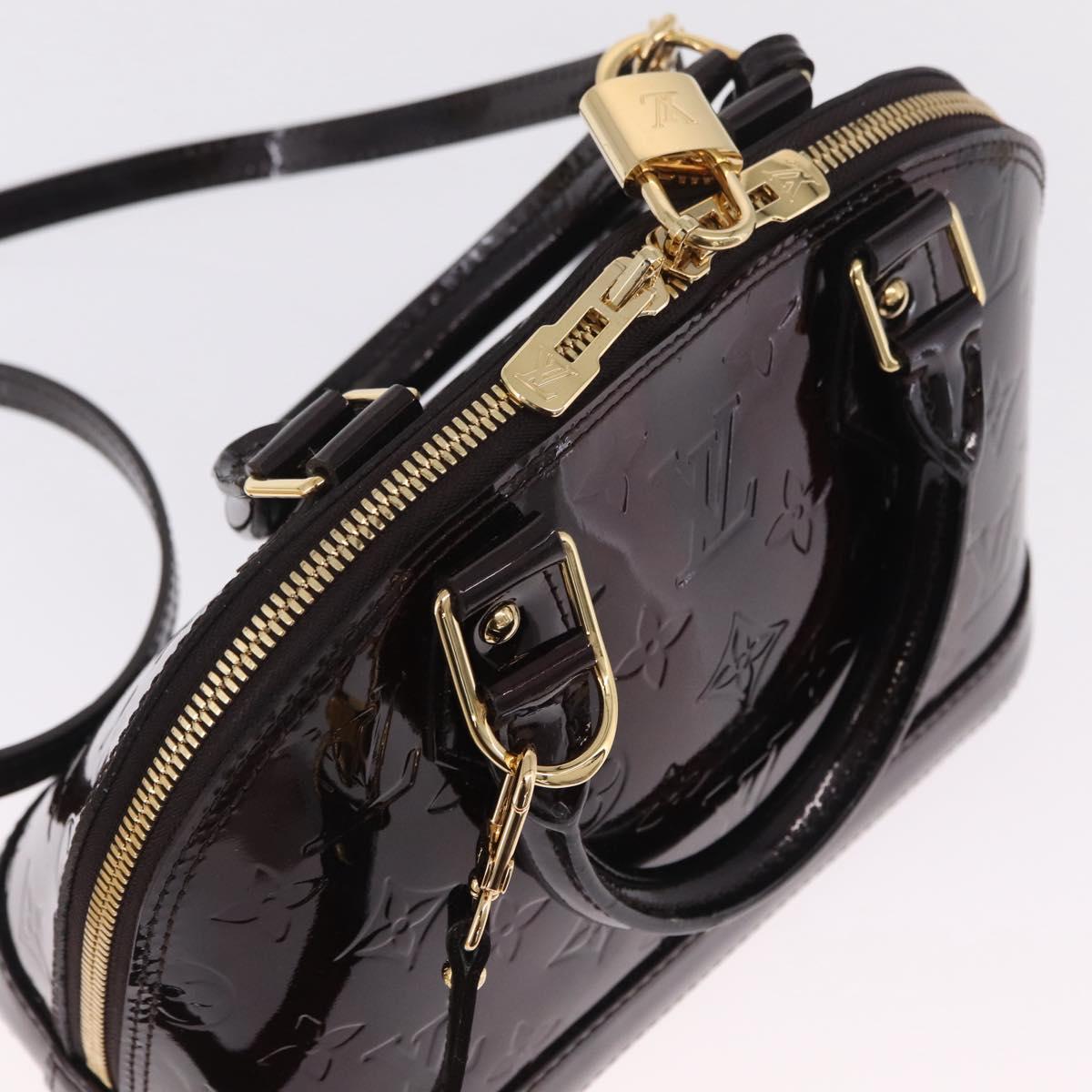 LOUIS VUITTON Monogram Vernis Rayure Alma BB Bag Amarante M91700 LV Auth 212966V