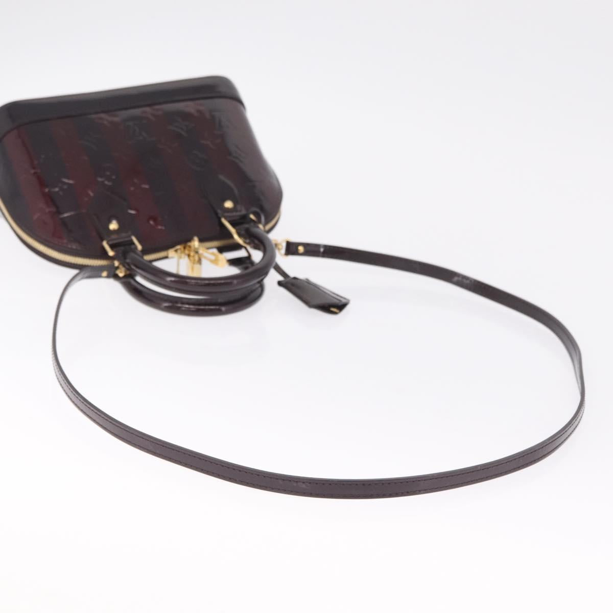 LOUIS VUITTON Monogram Vernis Rayure Alma BB Bag Amarante M91700 LV Auth 212966V