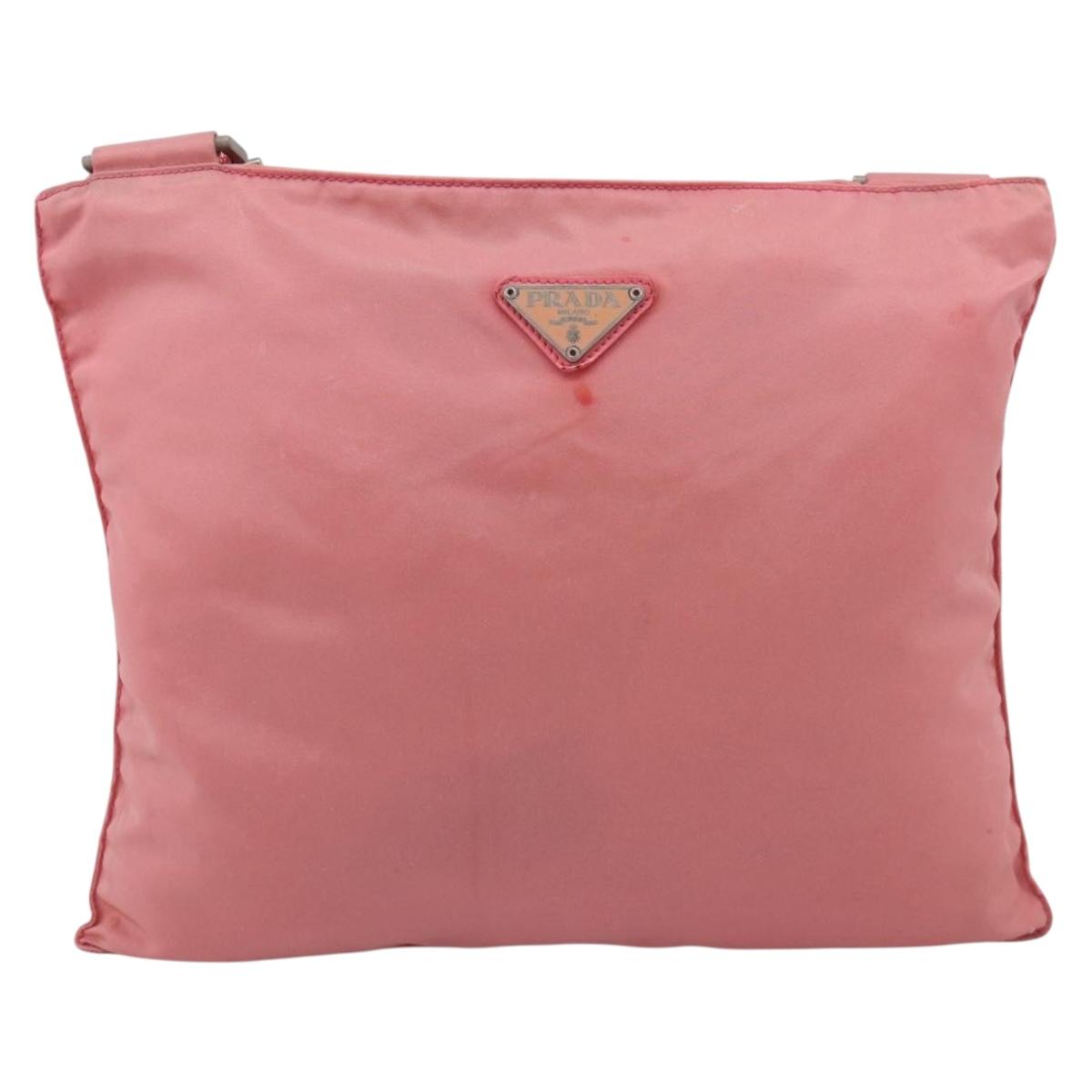 PRADA Shoulder Bag Nylon Pink Silver Auth 212970