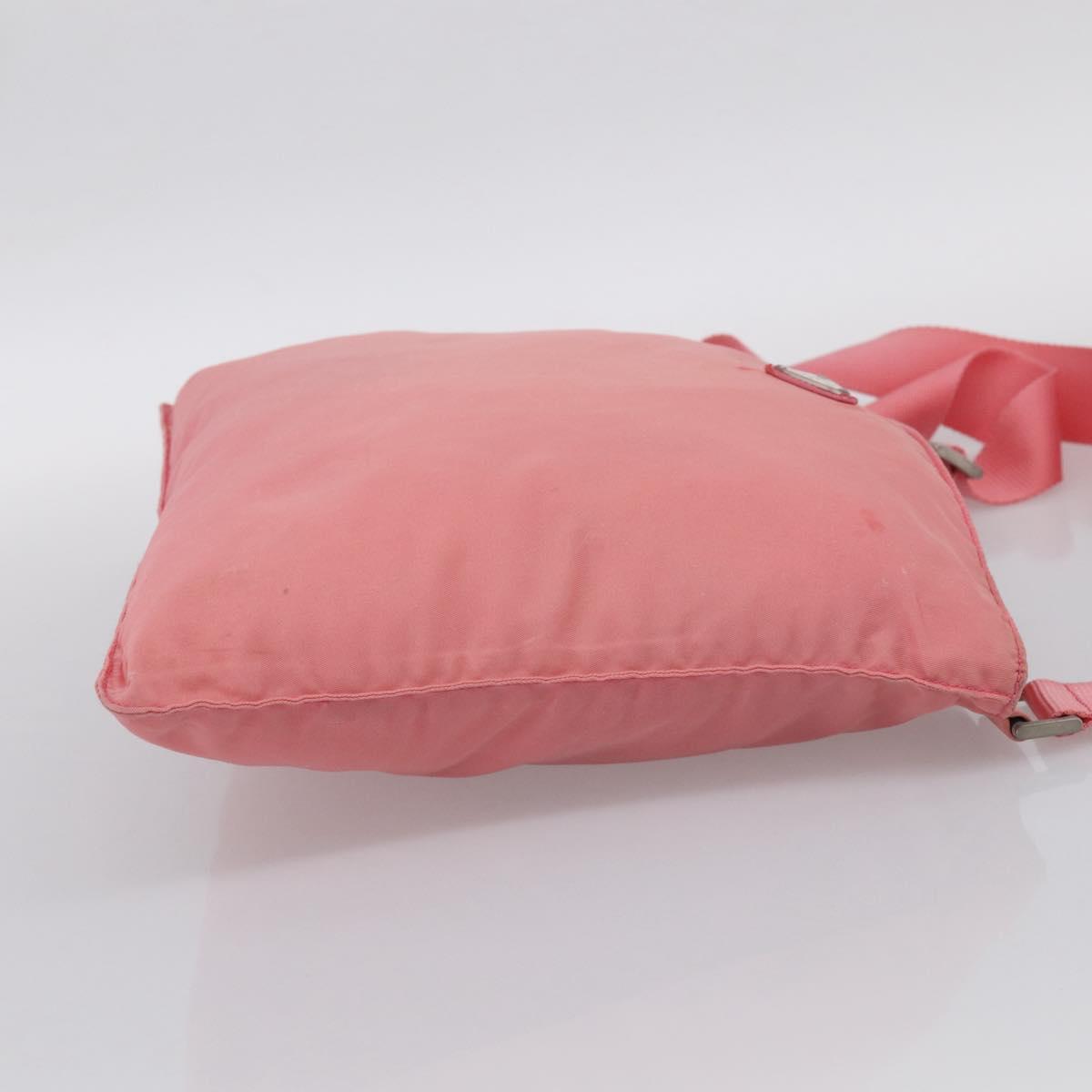 PRADA Shoulder Bag Nylon Pink Silver Auth 212970