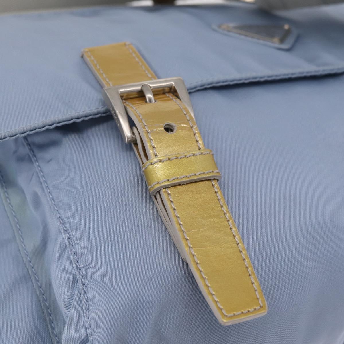 PRADA Shoulder Bag Nylon Light Blue Silver Auth 212972A
