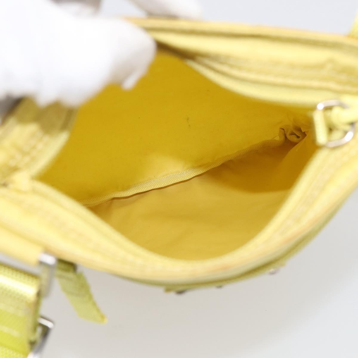 PRADA Shoulder Bag Nylon Yellow Silver Auth 212976