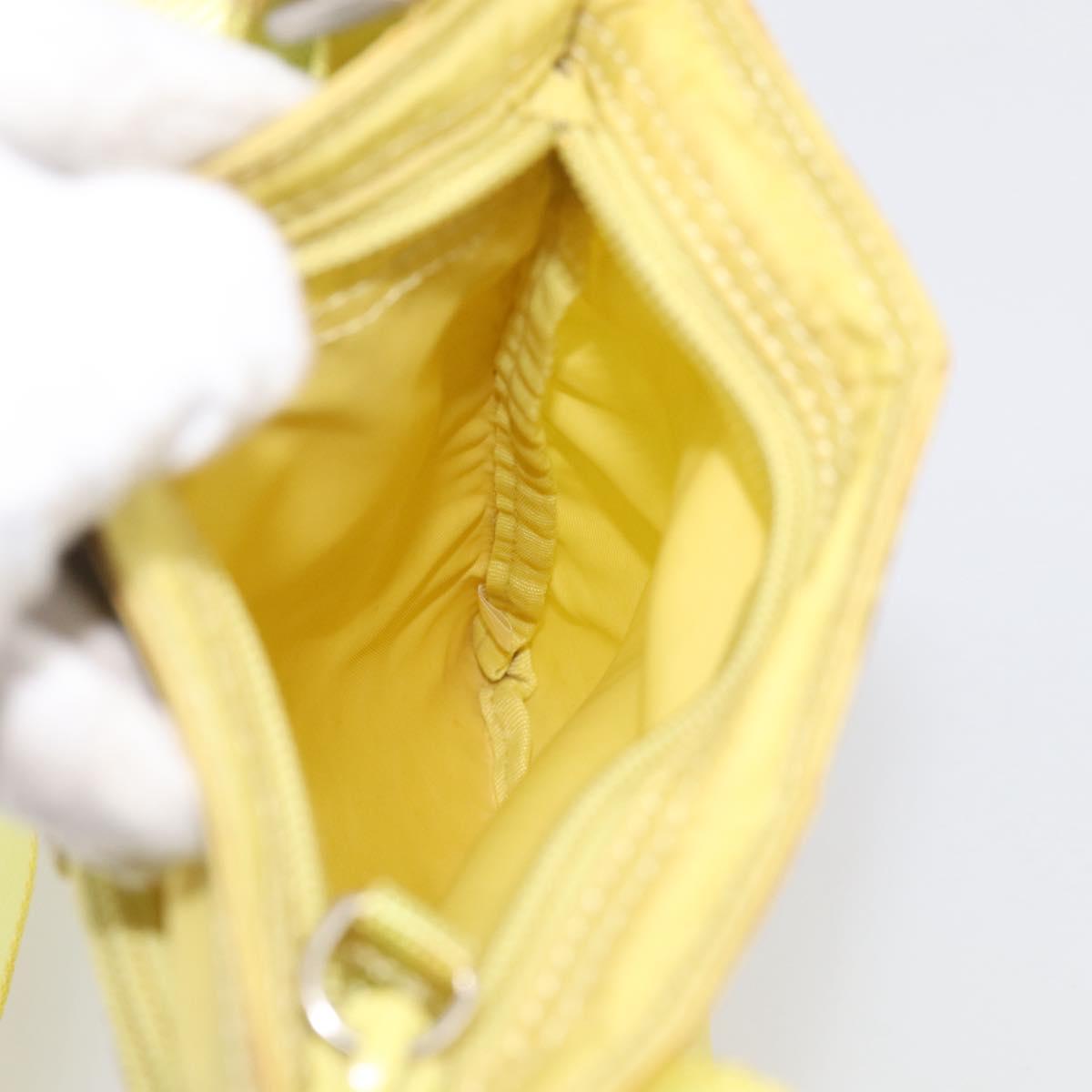 PRADA Shoulder Bag Nylon Yellow Silver Auth 212976
