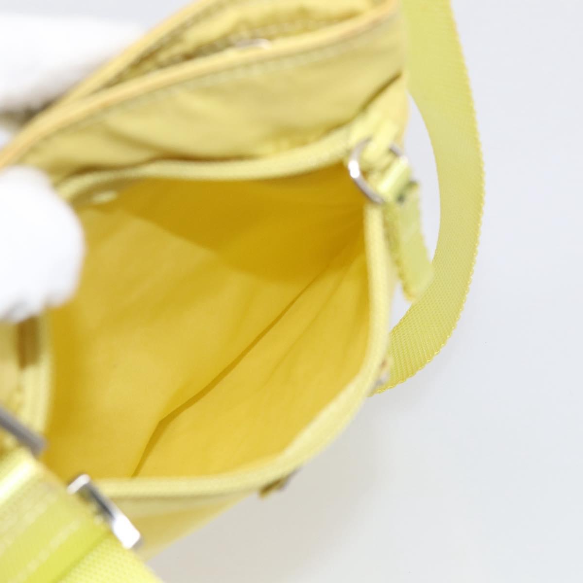 PRADA Shoulder Bag Nylon Yellow Silver Auth 212976