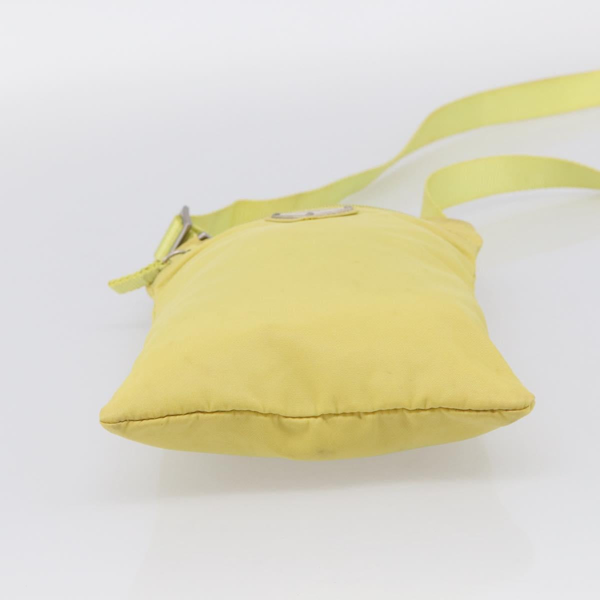PRADA Shoulder Bag Nylon Yellow Silver Auth 212976