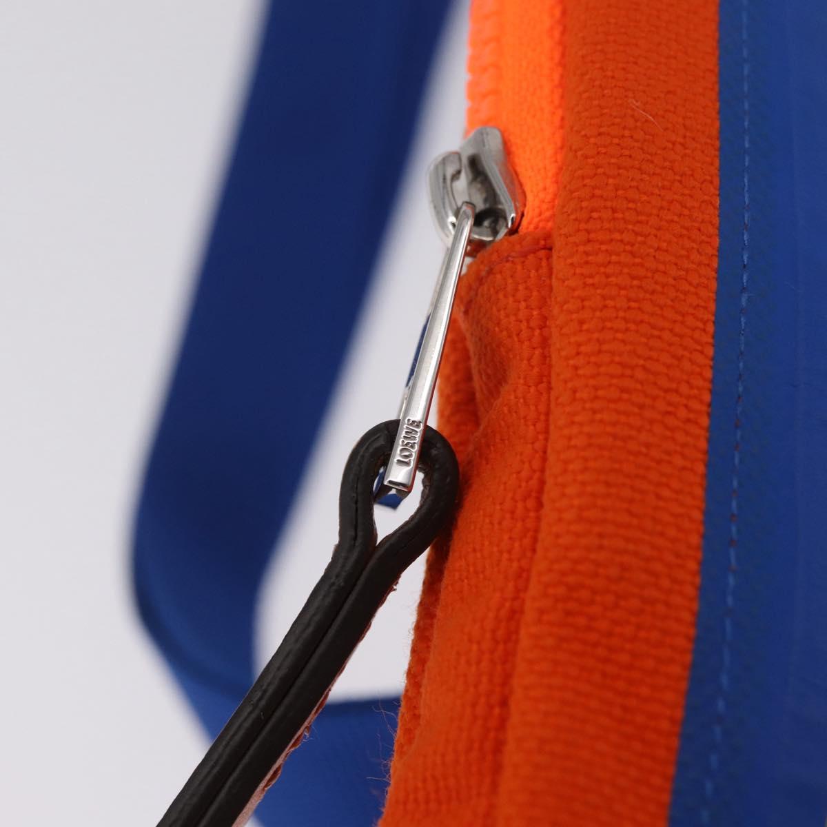 LOEWE Irohebe Nature Neck Pouch Shoulder Bag Canvas Blue Silver Auth 212977M