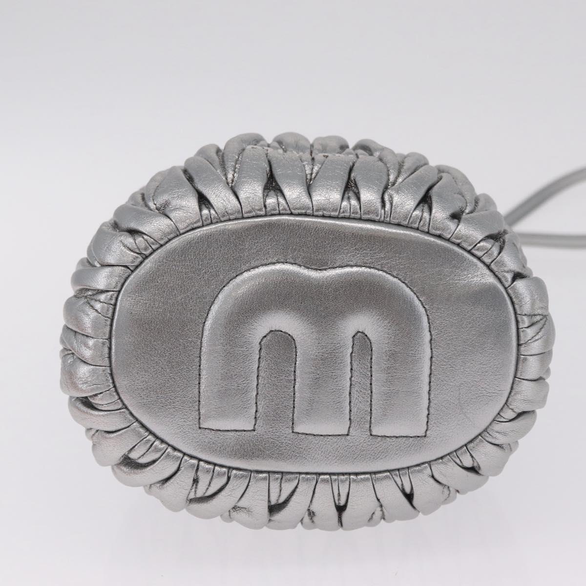 Miu Miu Matelasse Purse Shoulder Bag Leather Silver Auth 212978V