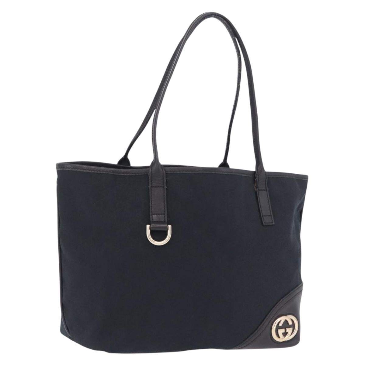 GUCCI GG Canvas Hand Bag Black Gold 169946 Auth 213000