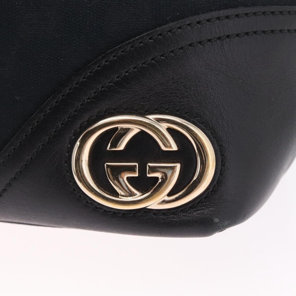 GUCCI GG Canvas Hand Bag Black Gold 169946 Auth 213000