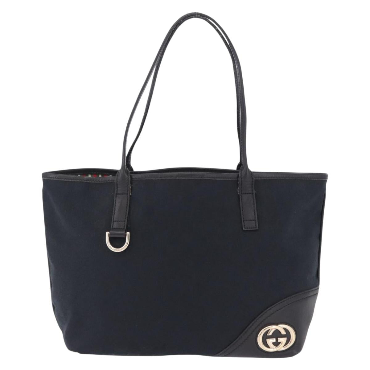 GUCCI GG Canvas Hand Bag Black Gold 169946 Auth 213000