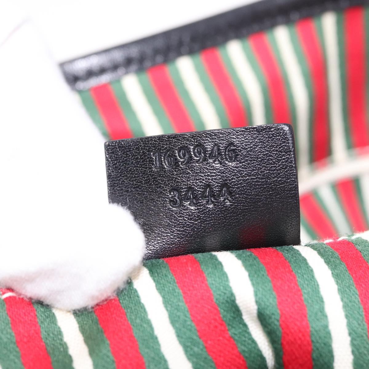 GUCCI GG Canvas Hand Bag Black Gold 169946 Auth 213000