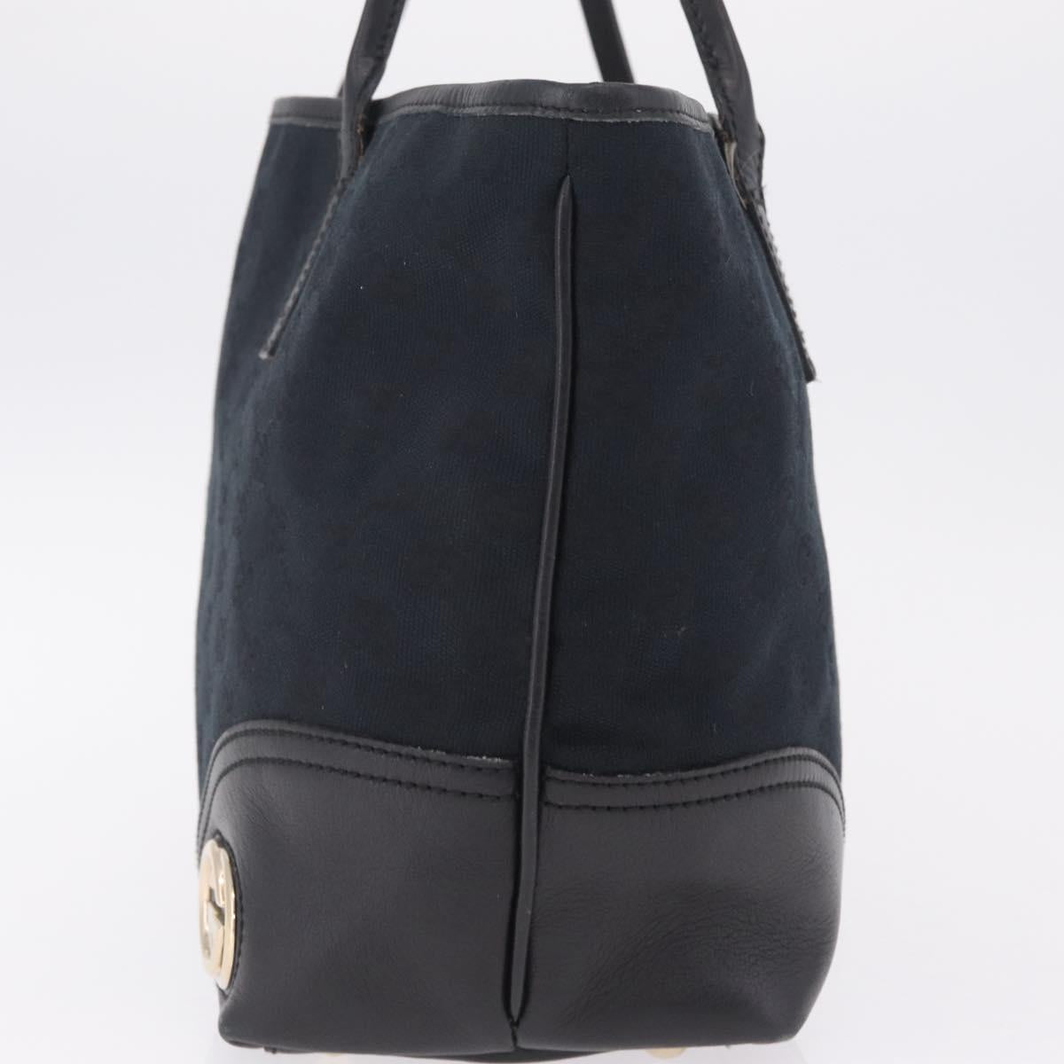 GUCCI GG Canvas Hand Bag Black Gold 169946 Auth 213000