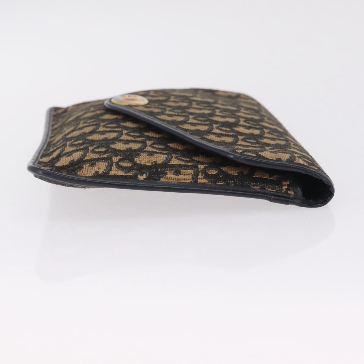 Christian Dior Trotter Canvas Clutch Bag Navy Gold Auth 213001
