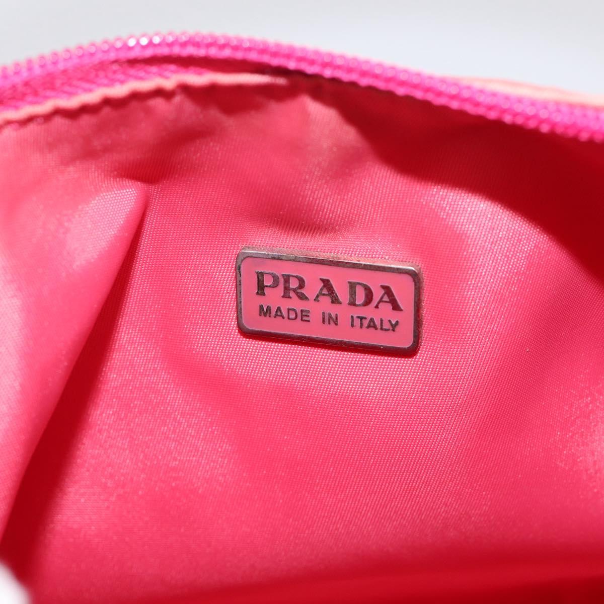 PRADA Hand Pouch Hand Bag Nylon Pink Silver Auth 213002
