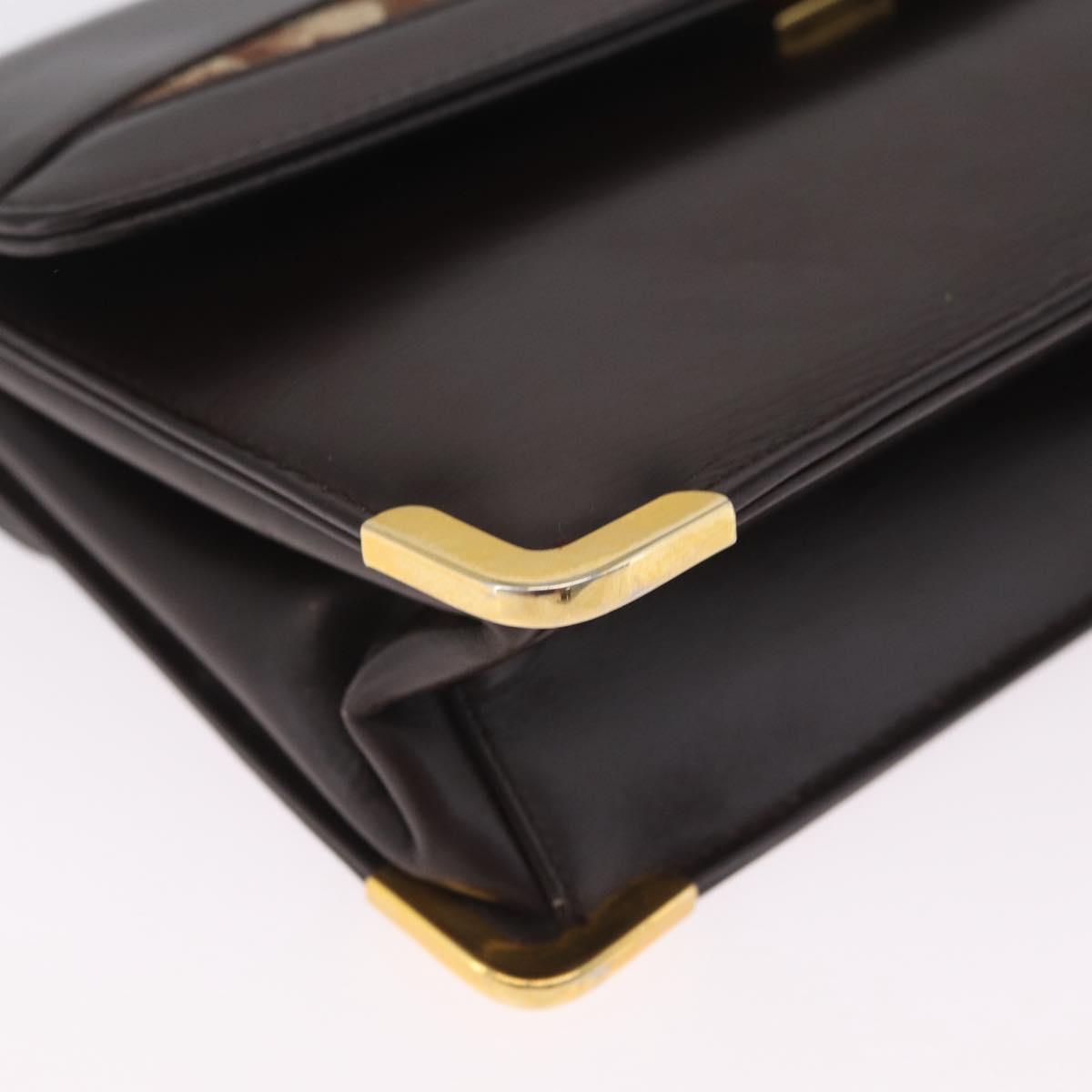 Christian Dior Shoulder Bag Leather Brown Gold Auth 213003