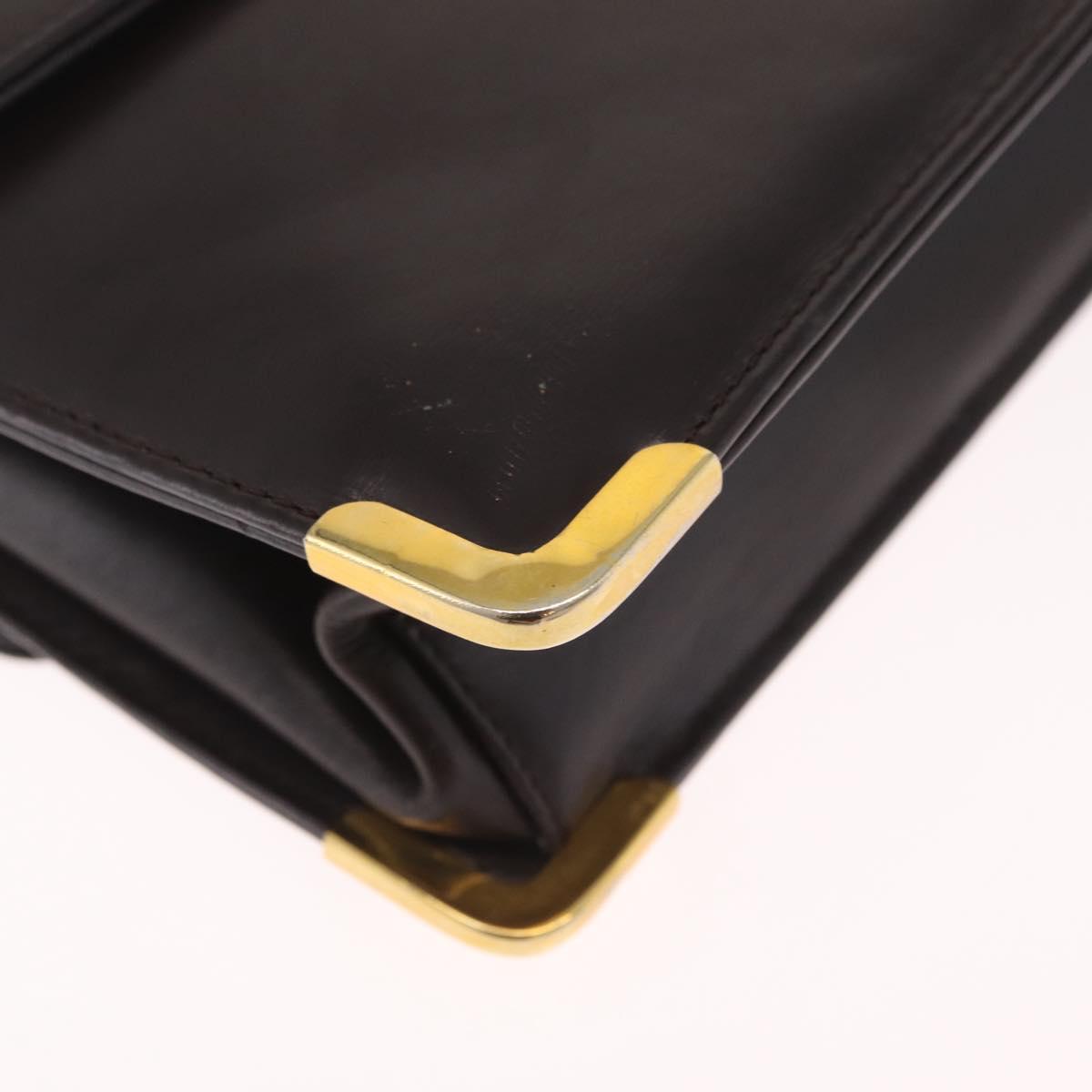 Christian Dior Shoulder Bag Leather Brown Gold Auth 213003