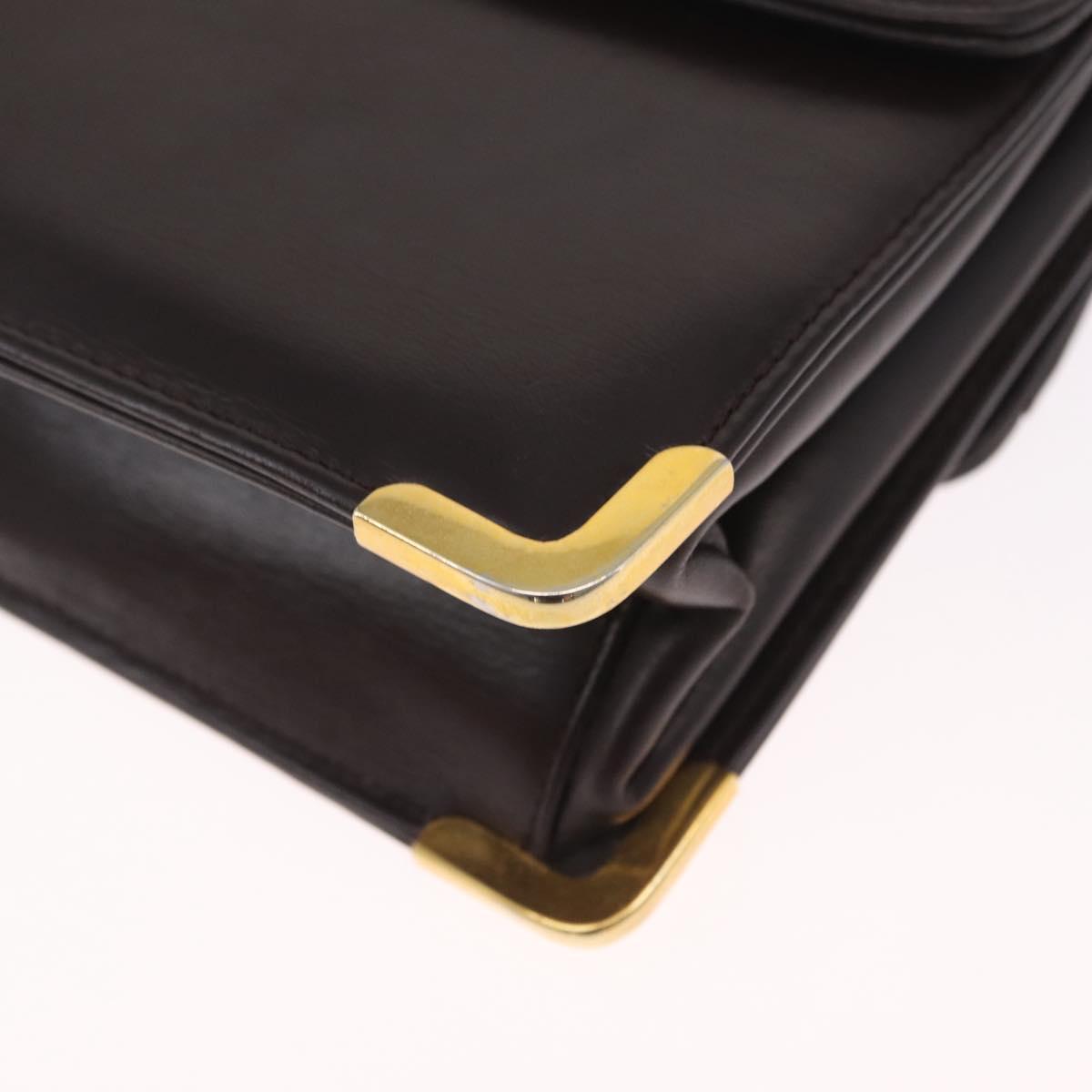 Christian Dior Shoulder Bag Leather Brown Gold Auth 213003