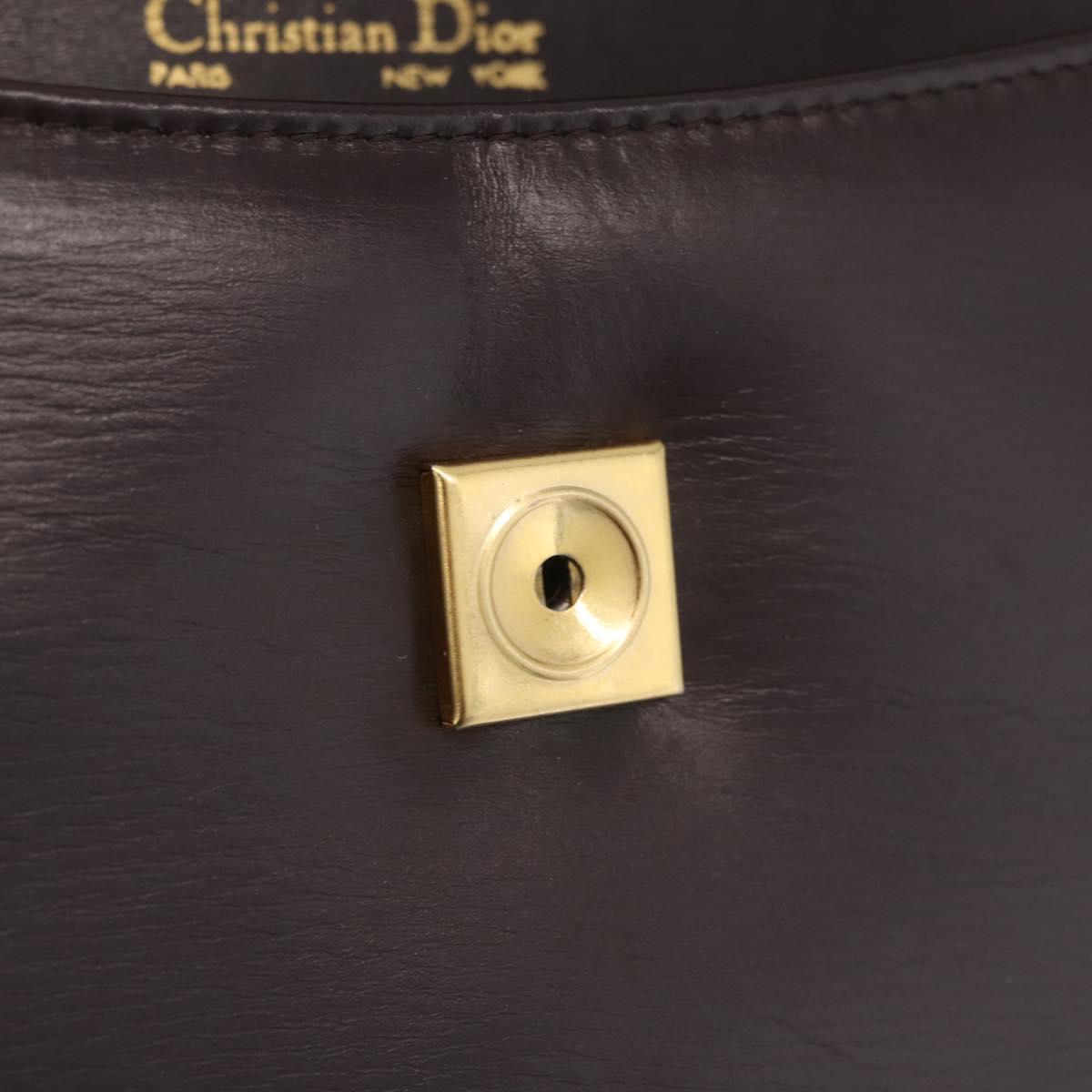 Christian Dior Shoulder Bag Leather Brown Gold Auth 213003