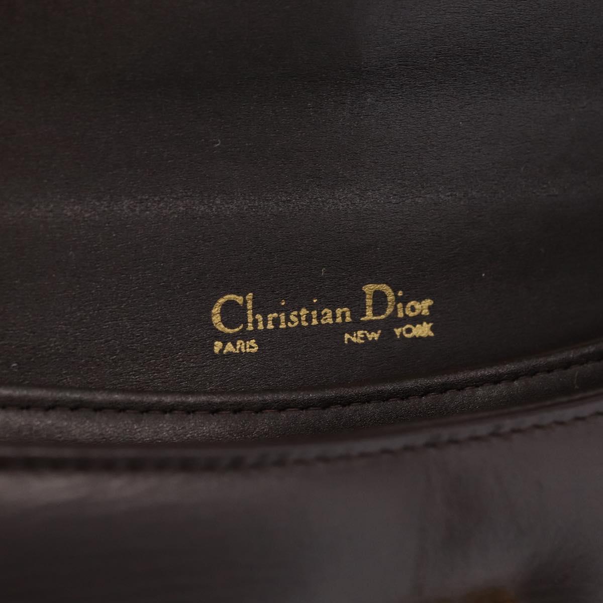 Christian Dior Shoulder Bag Leather Brown Gold Auth 213003