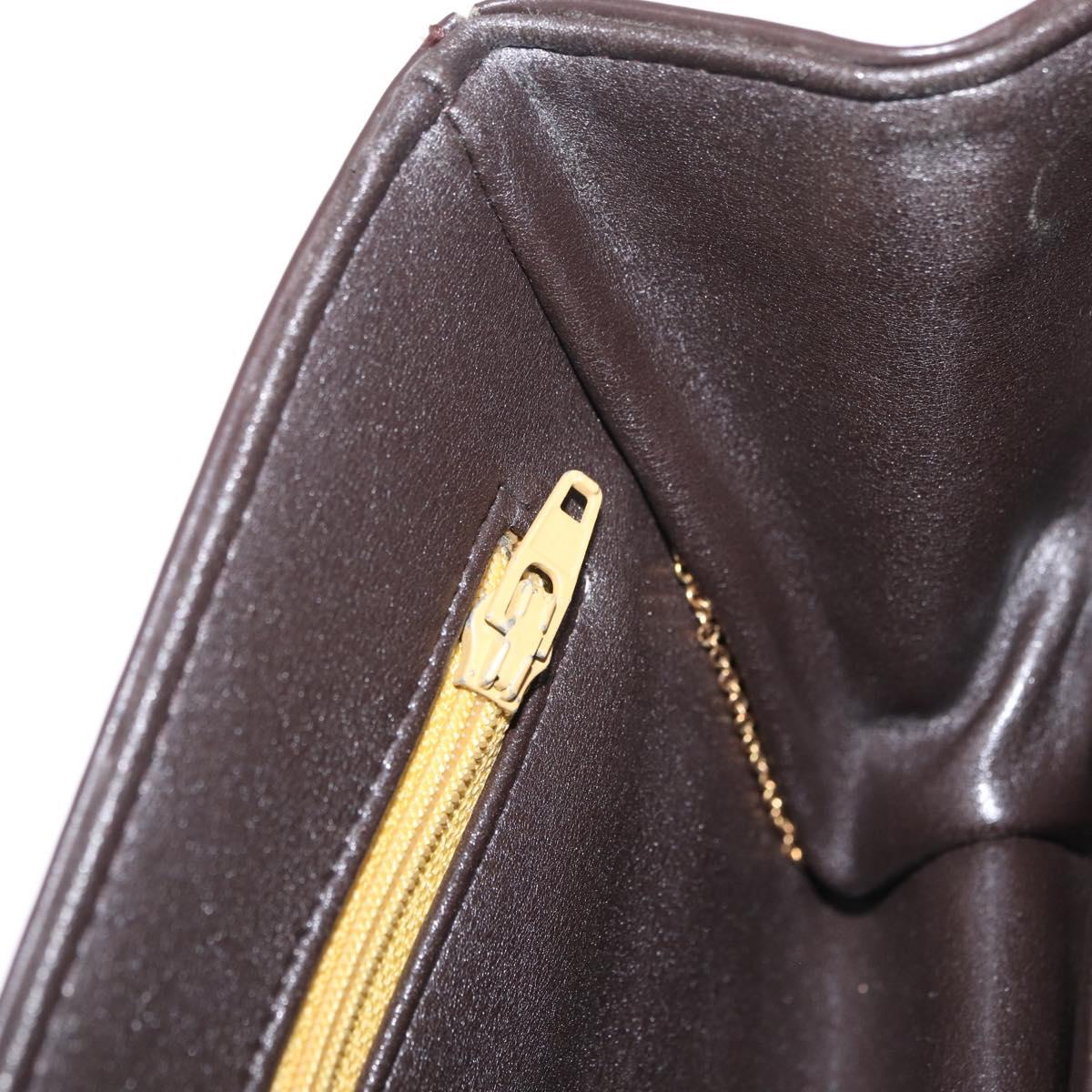 Christian Dior Shoulder Bag Leather Brown Gold Auth 213003