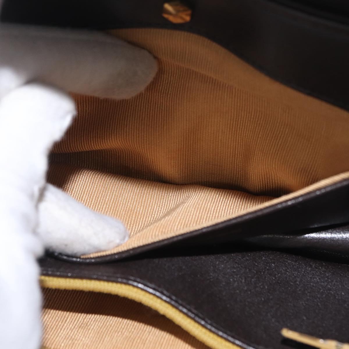 Christian Dior Shoulder Bag Leather Brown Gold Auth 213003