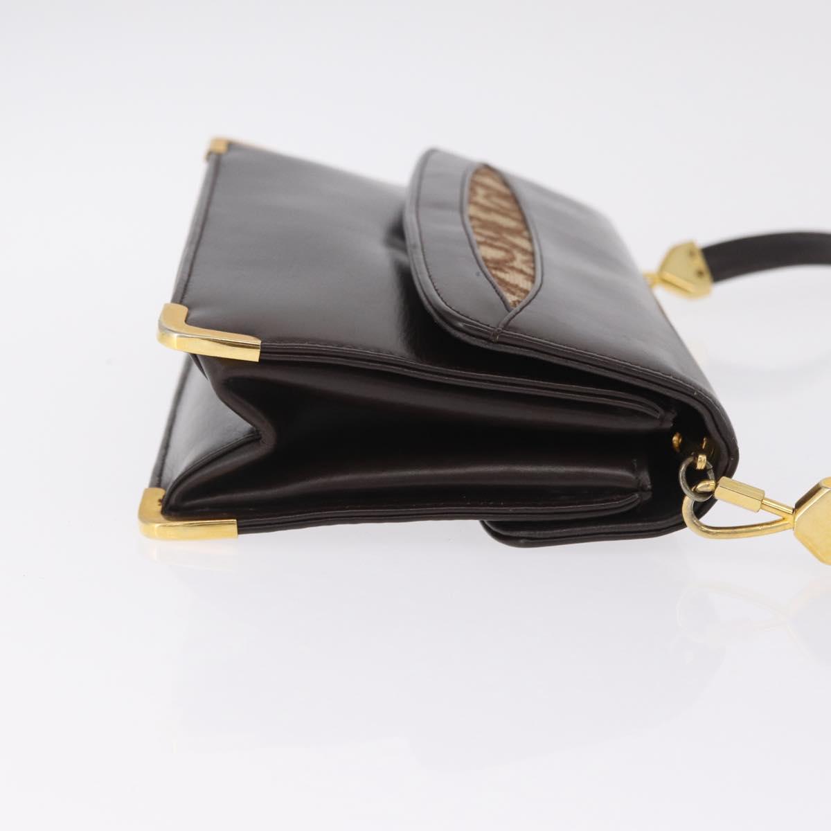Christian Dior Shoulder Bag Leather Brown Gold Auth 213003