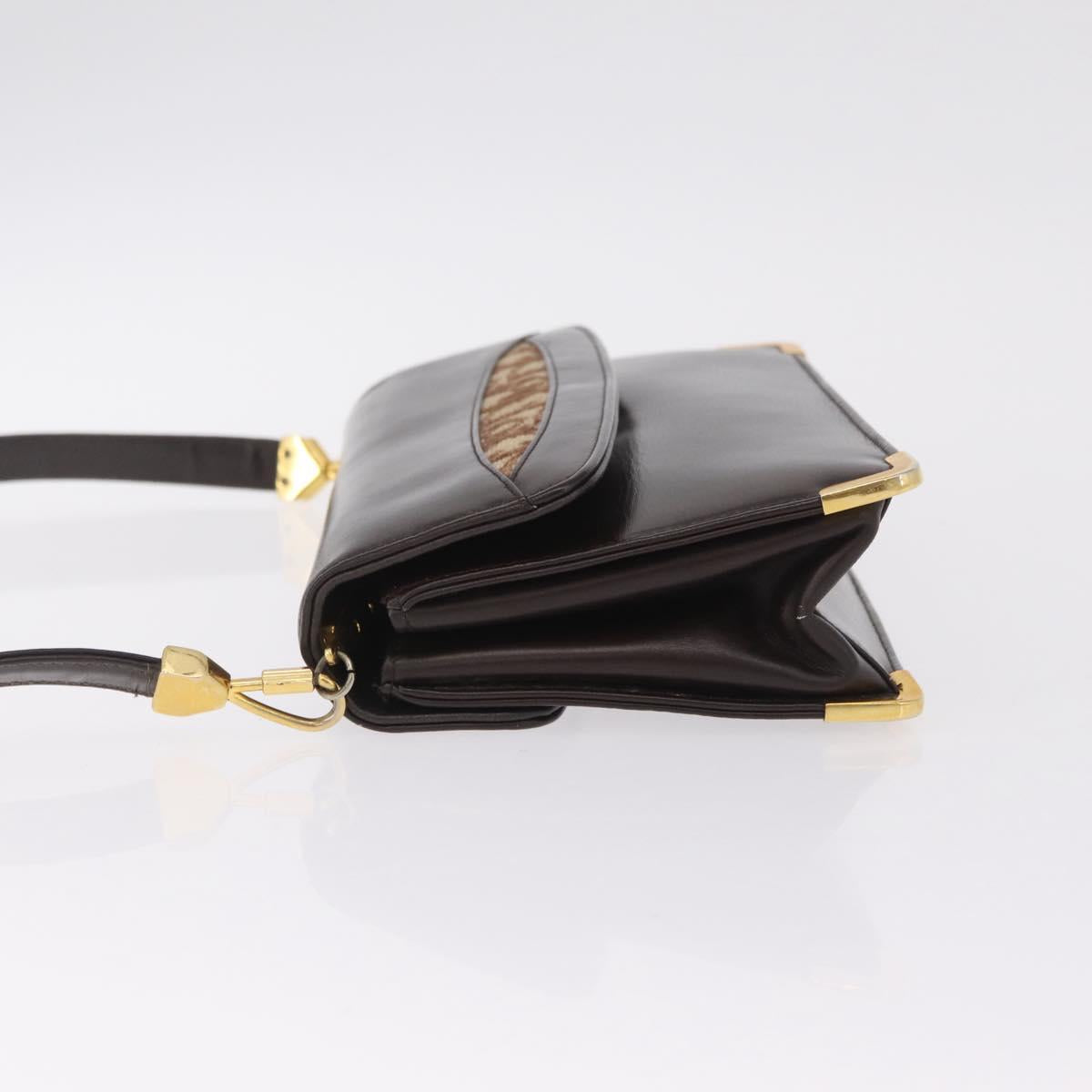 Christian Dior Shoulder Bag Leather Brown Gold Auth 213003