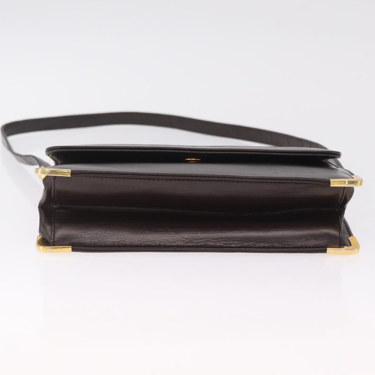 Christian Dior Shoulder Bag Leather Brown Gold Auth 213003