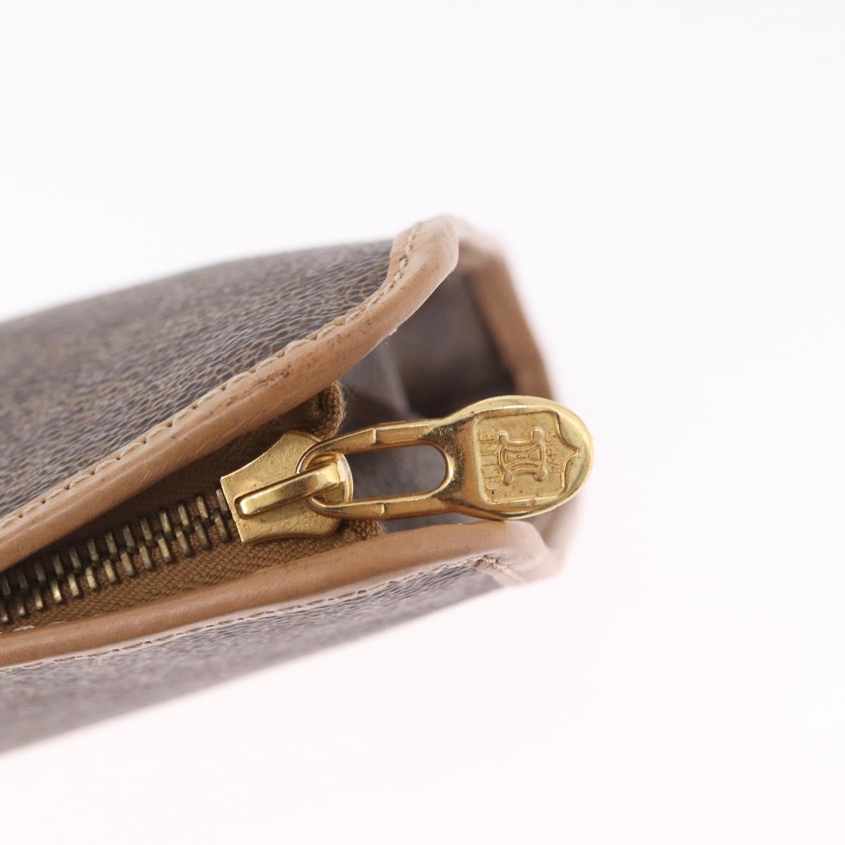 CELINE Macadam Canvas Clutch Bag PVC Leather Brown Gold Auth 213004A