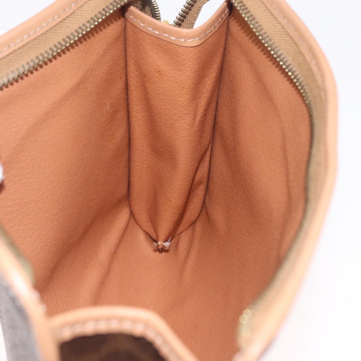 CELINE Macadam Canvas Clutch Bag PVC Leather Brown Gold Auth 213004A