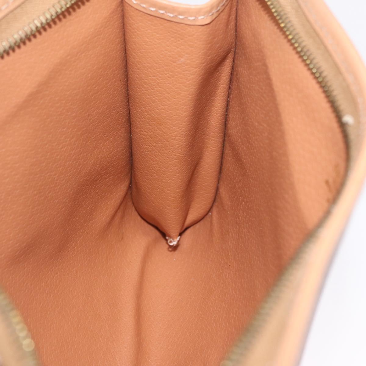 CELINE Macadam Canvas Clutch Bag PVC Leather Brown Gold Auth 213004A