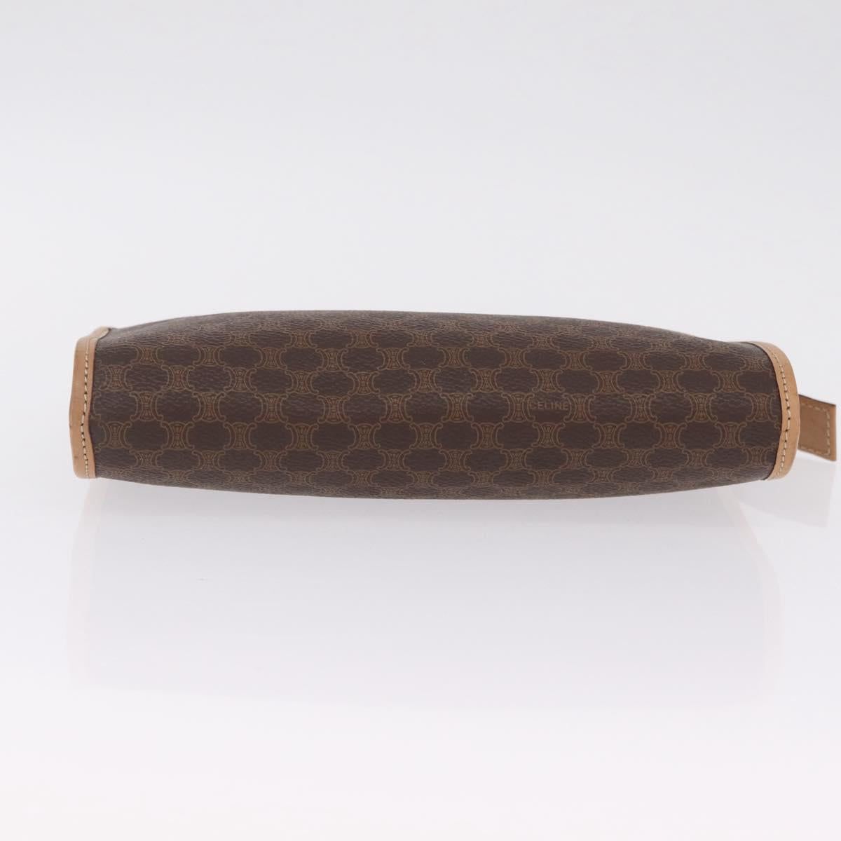 CELINE Macadam Canvas Clutch Bag PVC Leather Brown Gold Auth 213004A