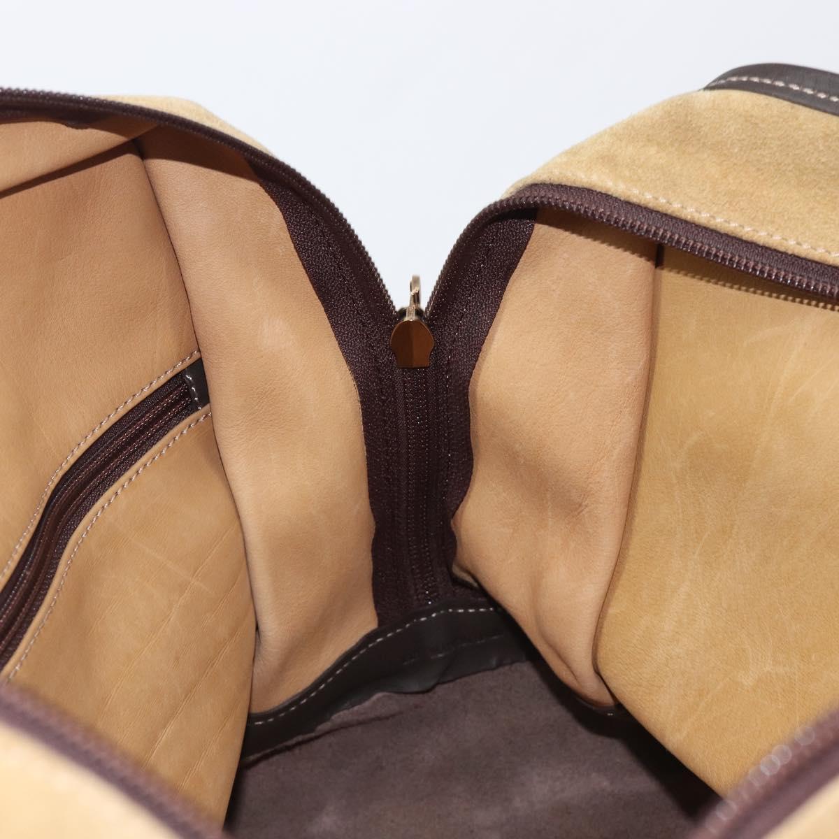LOEWE Anagram Amazona 40 Hand Bag Suede Leather Brown Gold Auth 213005A