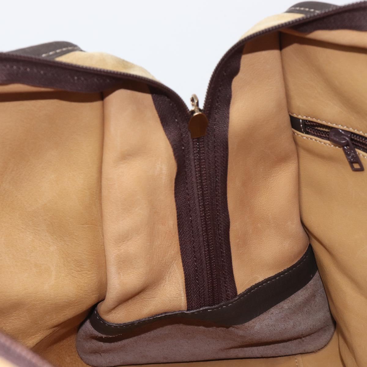 LOEWE Anagram Amazona 40 Hand Bag Suede Leather Brown Gold Auth 213005A