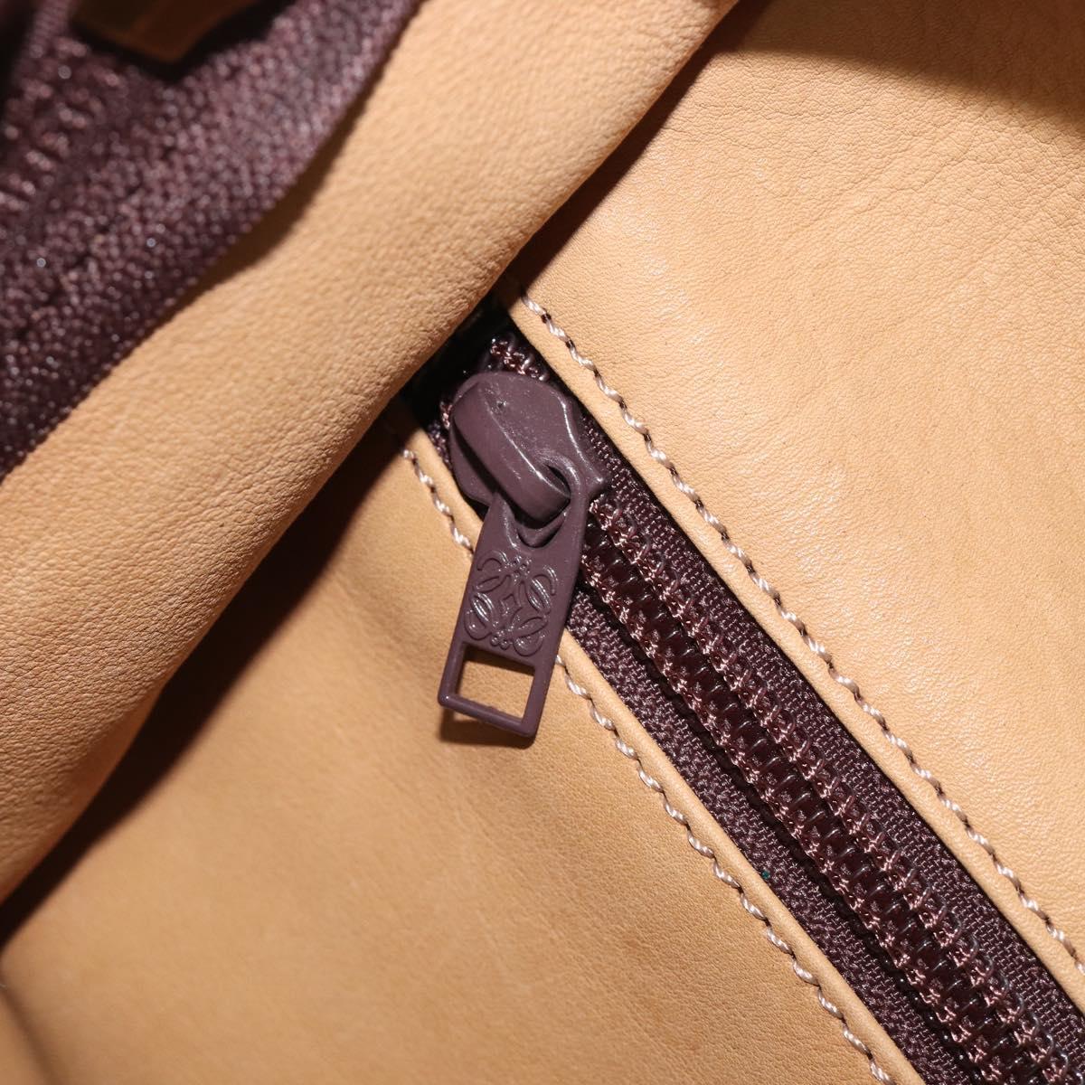 LOEWE Anagram Amazona 40 Hand Bag Suede Leather Brown Gold Auth 213005A