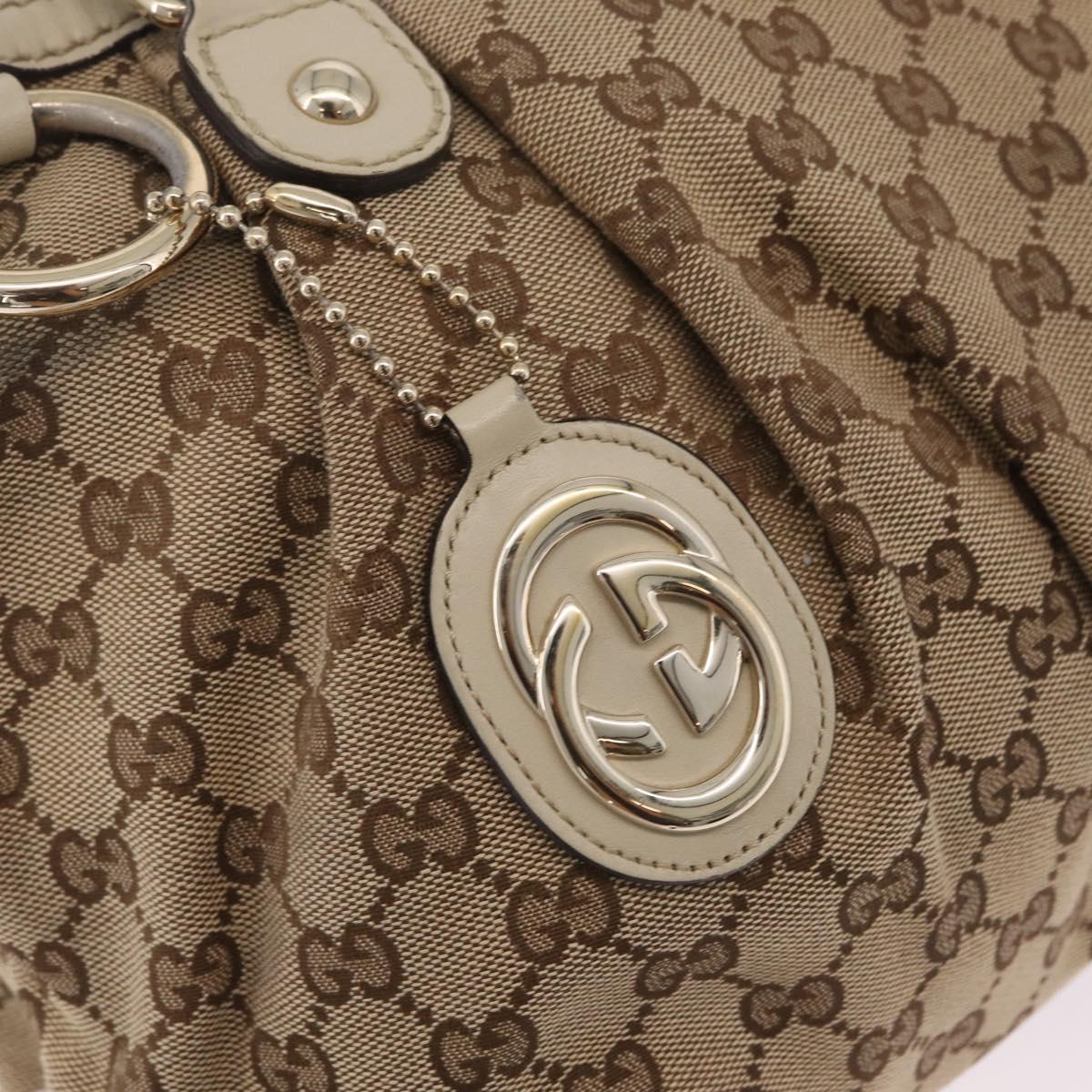 GUCCI GG Canvas Hand Bag Beige Gold 247902 Auth 213008
