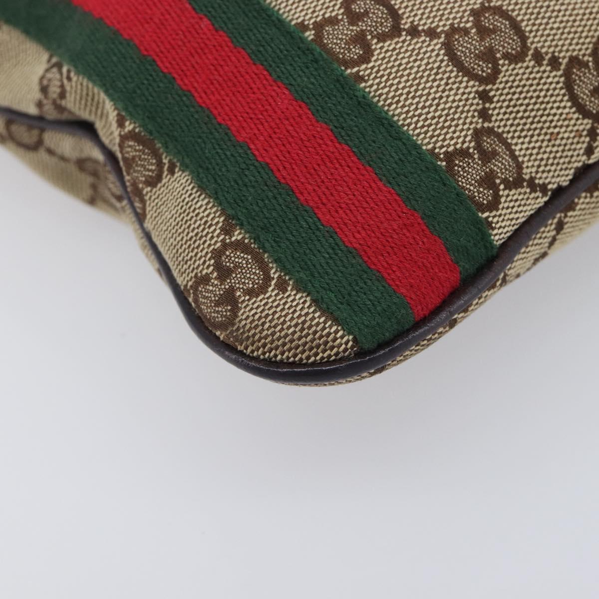 GUCCI GG Canvas Web Sherry Line Shoulder Bag Beige Gold 144388 Auth 213011A
