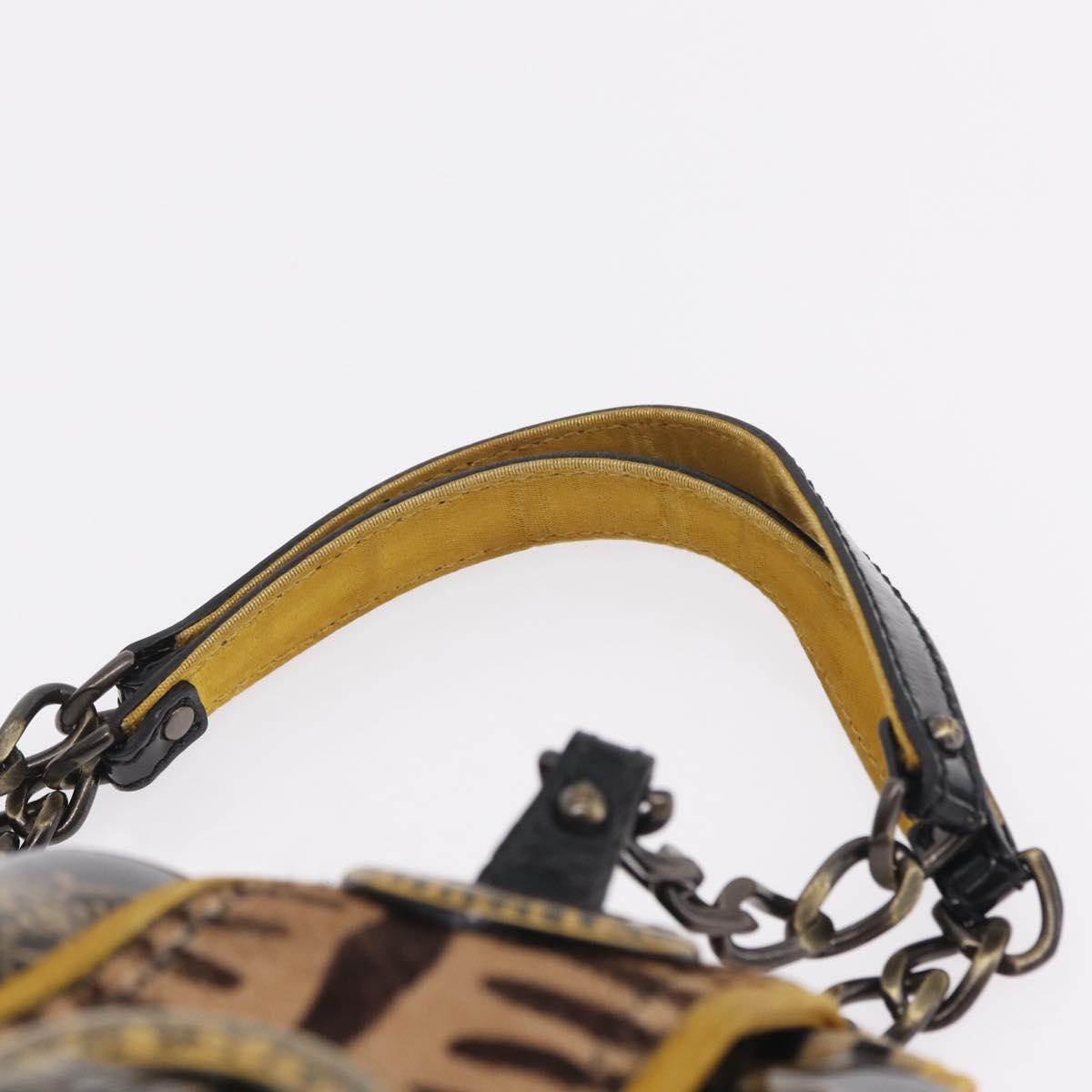 FENDI Chain Shoulder Bag Velvet Beige Auth 213013V