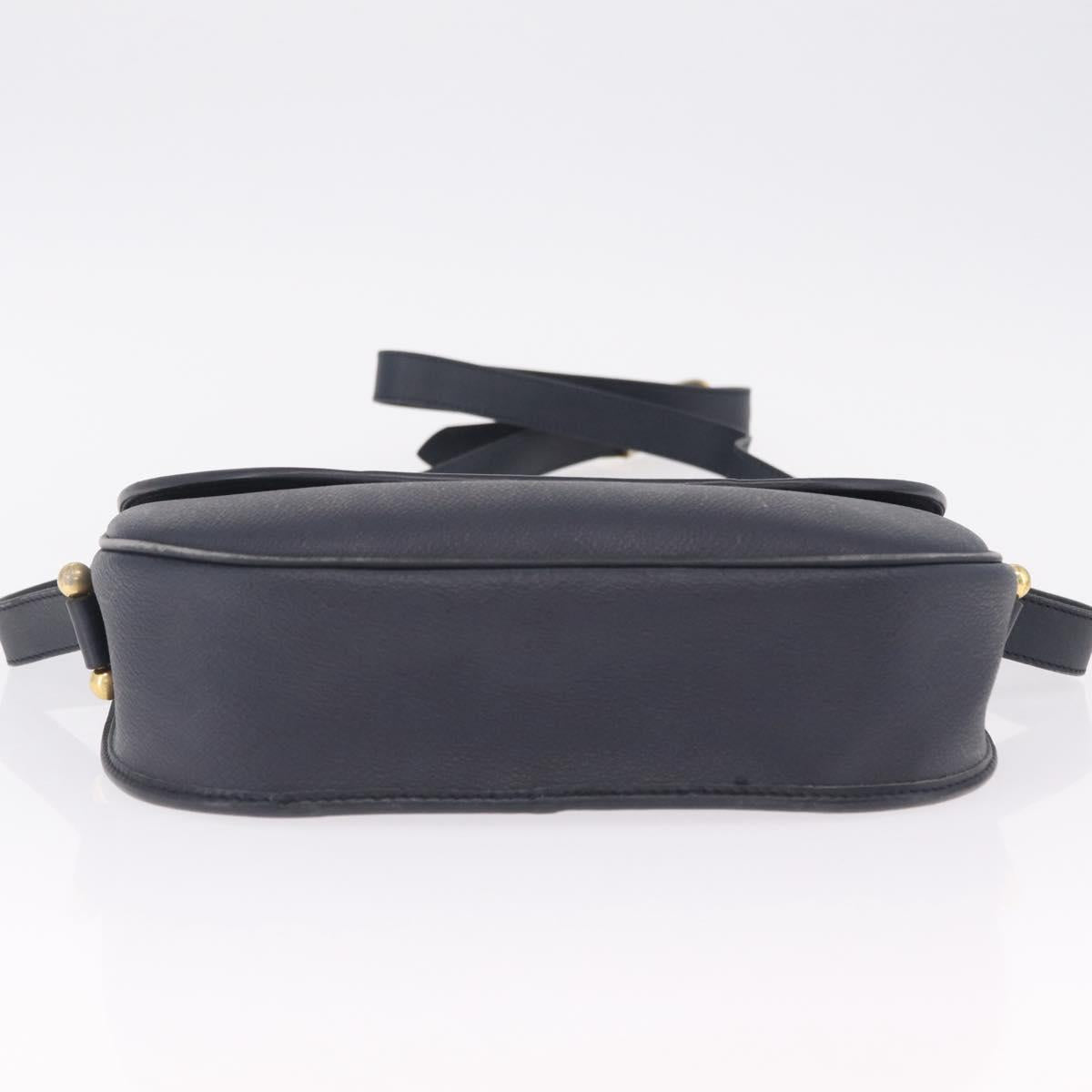 Christian Dior Honeycomb Canvas Shoulder Bag PVC Navy Gold Auth 213015