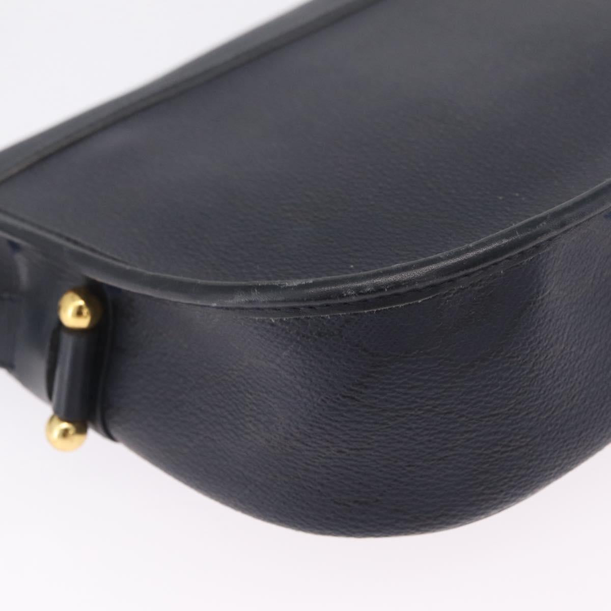 Christian Dior Honeycomb Canvas Shoulder Bag PVC Navy Gold Auth 213015