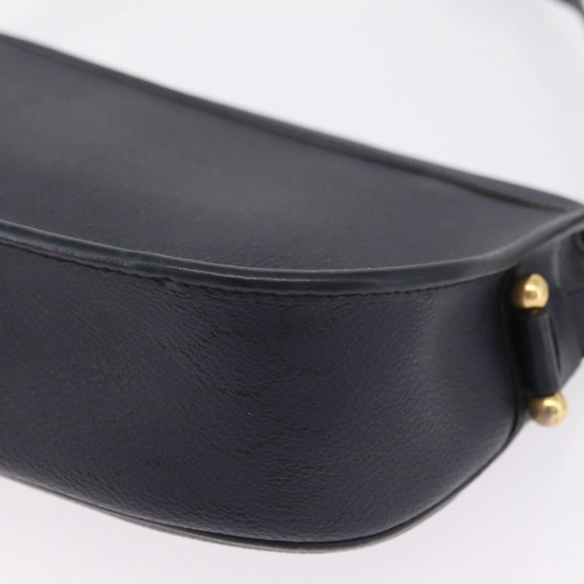 Christian Dior Honeycomb Canvas Shoulder Bag PVC Navy Gold Auth 213015