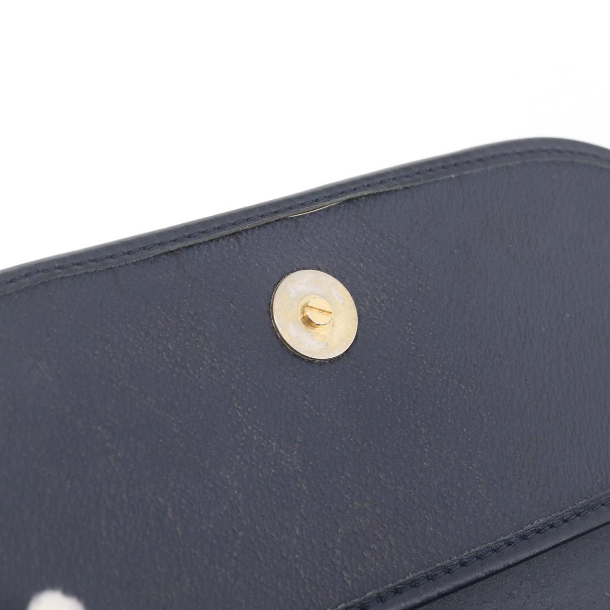 Christian Dior Honeycomb Canvas Shoulder Bag PVC Navy Gold Auth 213015