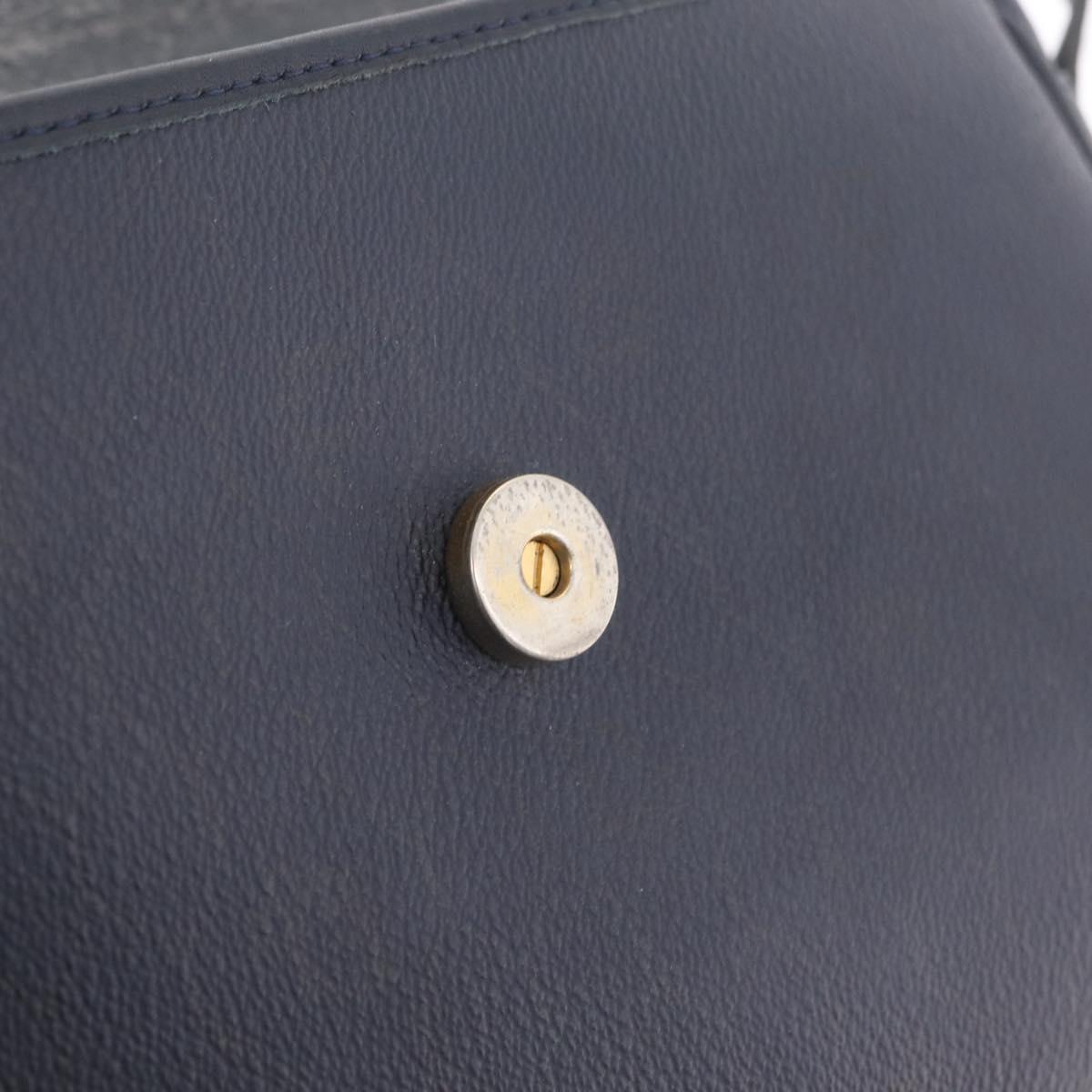 Christian Dior Honeycomb Canvas Shoulder Bag PVC Navy Gold Auth 213015