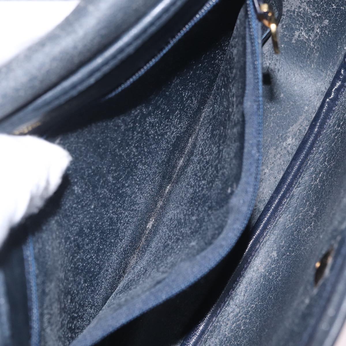 Christian Dior Honeycomb Canvas Shoulder Bag PVC Navy Gold Auth 213015