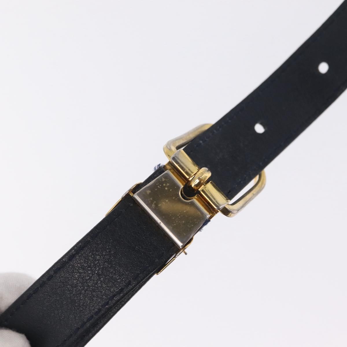 Christian Dior Honeycomb Canvas Shoulder Bag PVC Navy Gold Auth 213015