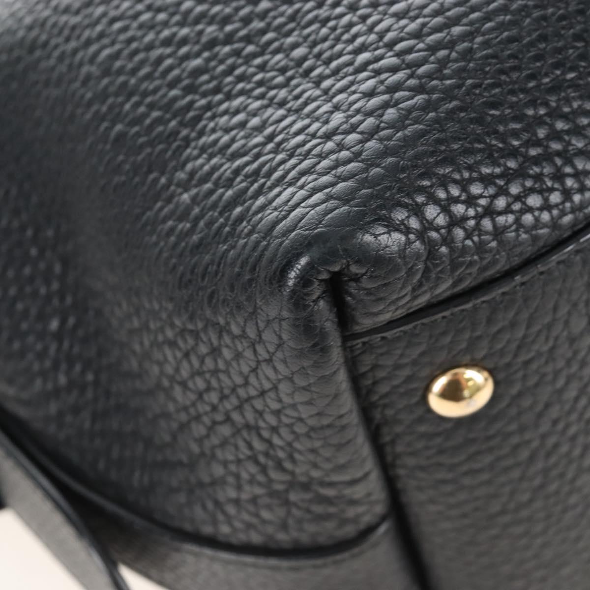 Salvatore Ferragamo Gancini Shoulder Bag Leather Black Gold Auth 213016M