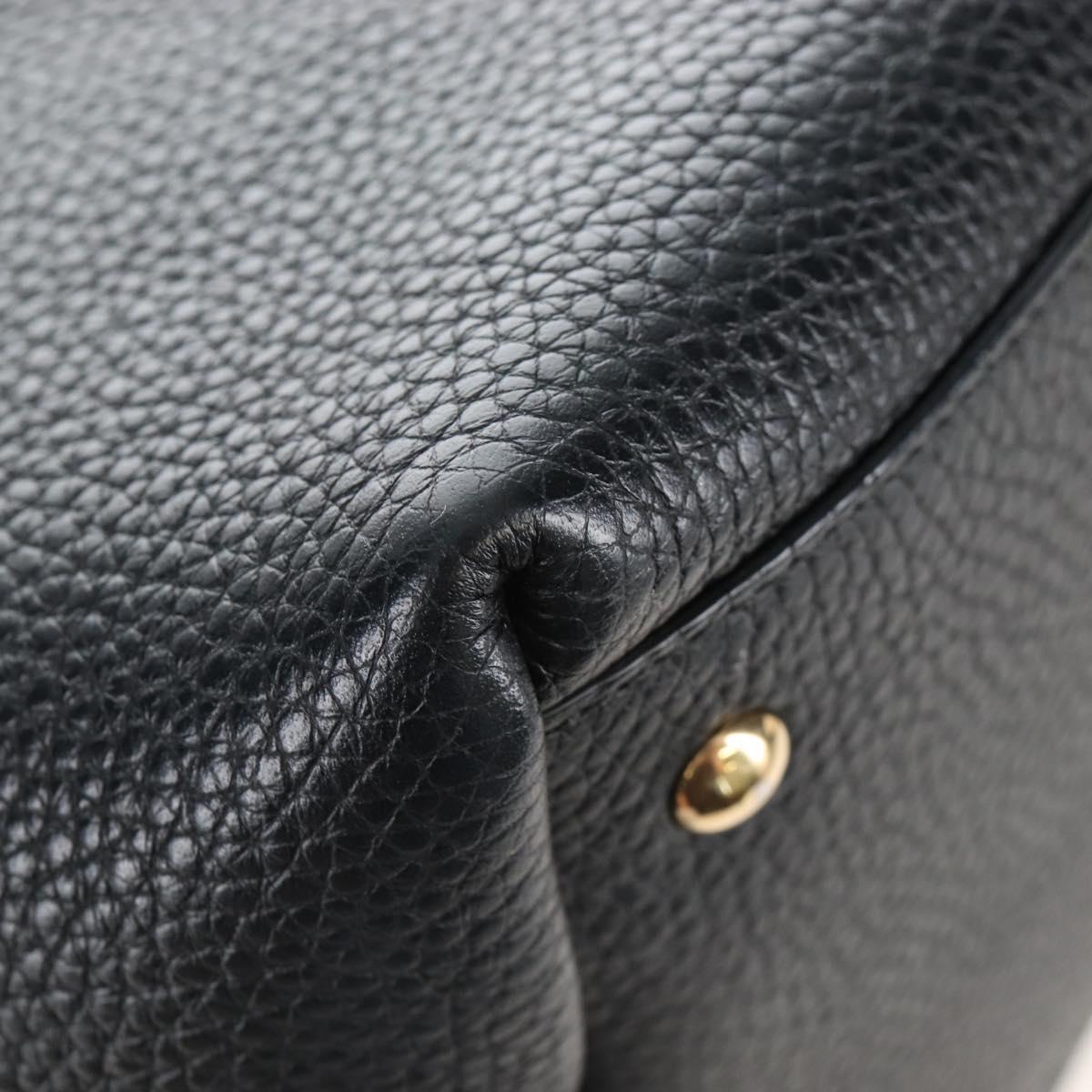 Salvatore Ferragamo Gancini Shoulder Bag Leather Black Gold Auth 213016M