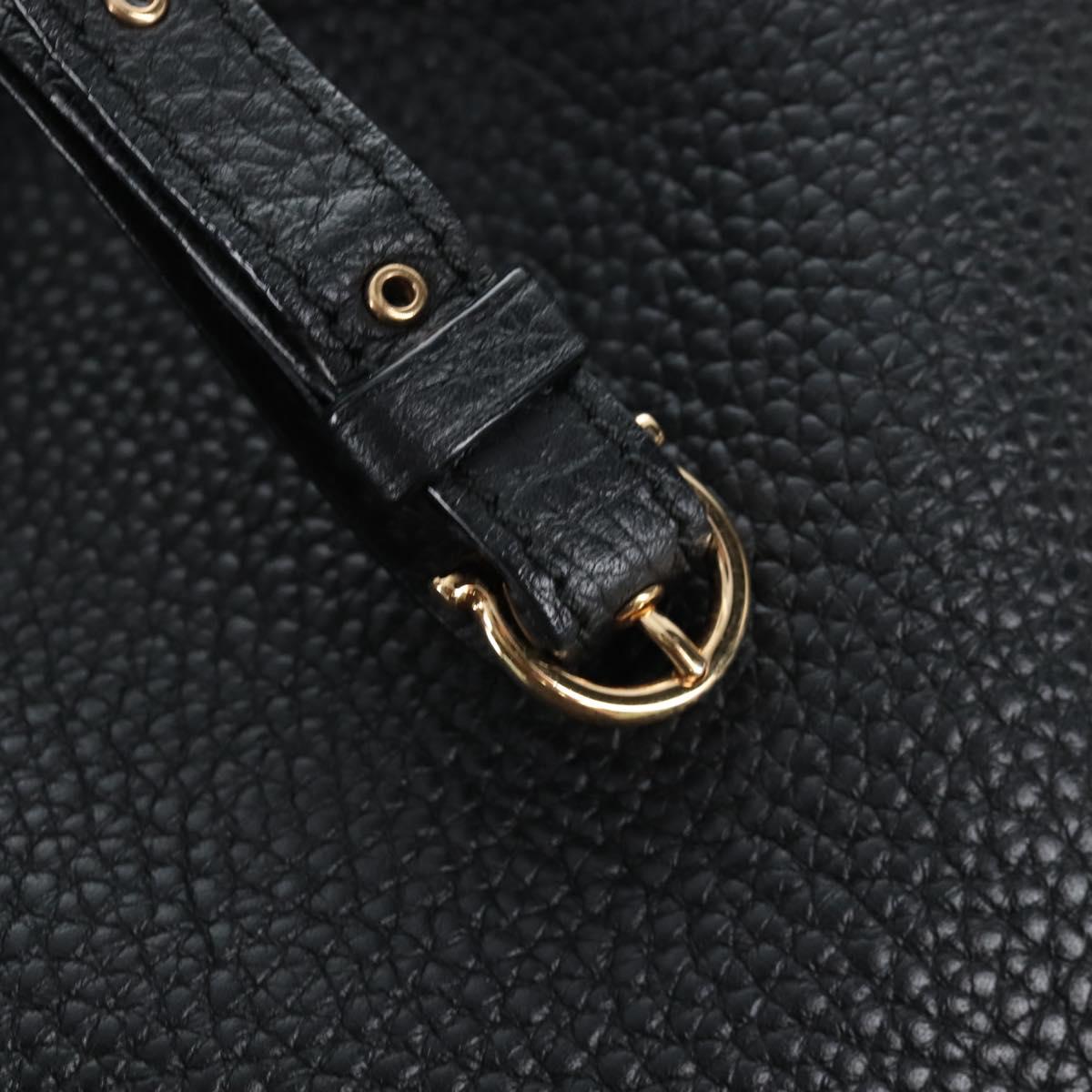 Salvatore Ferragamo Gancini Shoulder Bag Leather Black Gold Auth 213016M